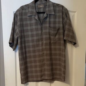 Men's Classic Natural Issue Brown and Cream Plaid Shirt size Medium